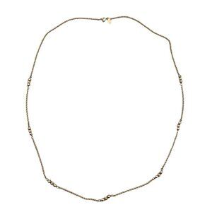 Vintage Medici Beaded Station Chain Necklace Gold Tone Spring Ring Closure 30"